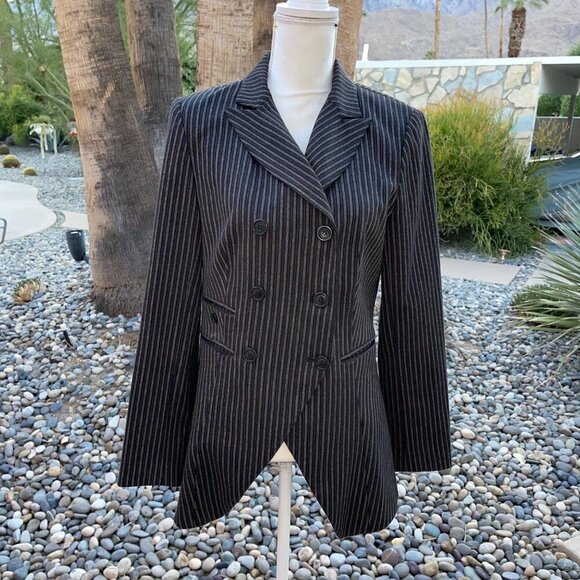 Walter Baker Double Breasted Blazer Womens Size 8 Vintage 90s Y2K Stripe Spandex - Picture 10 of 10